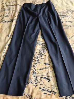 St. John Collection Navy Blue Wool Blend Dress Pants Side Zip Career Trousers